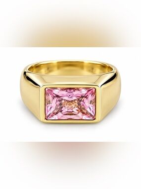 Mayamar‎ Gold dome Ring with Pink CZ Stone size 9
